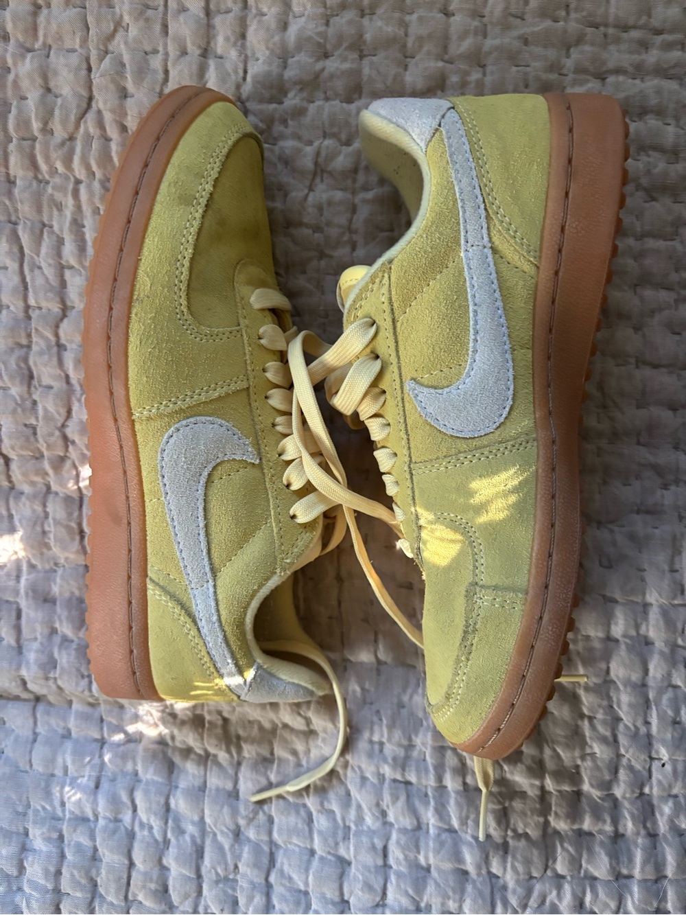 Nike Men’s Yellow Suede Low-Top Sneakers with Gum Sole